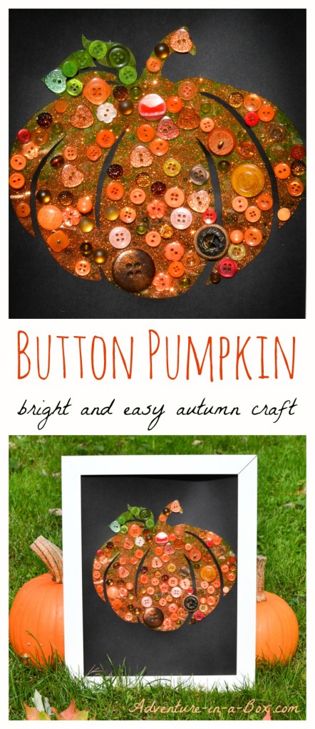 Halloween Crafts for Kids Button-Pumpkin-Autumn-Craft-for-Children